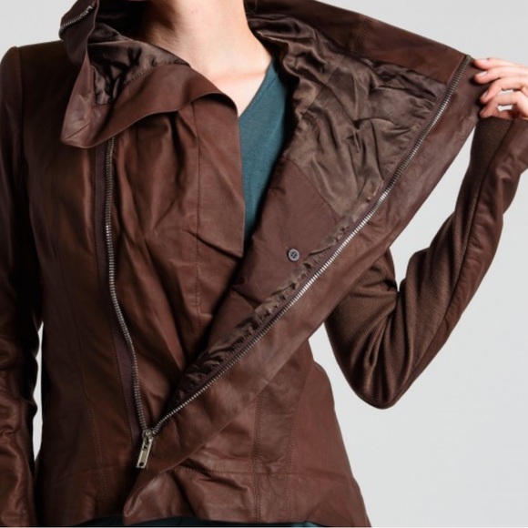 Rick Owens knit and leather bikers jacket blood 🩸 red 42/S - Picture 15 of 16